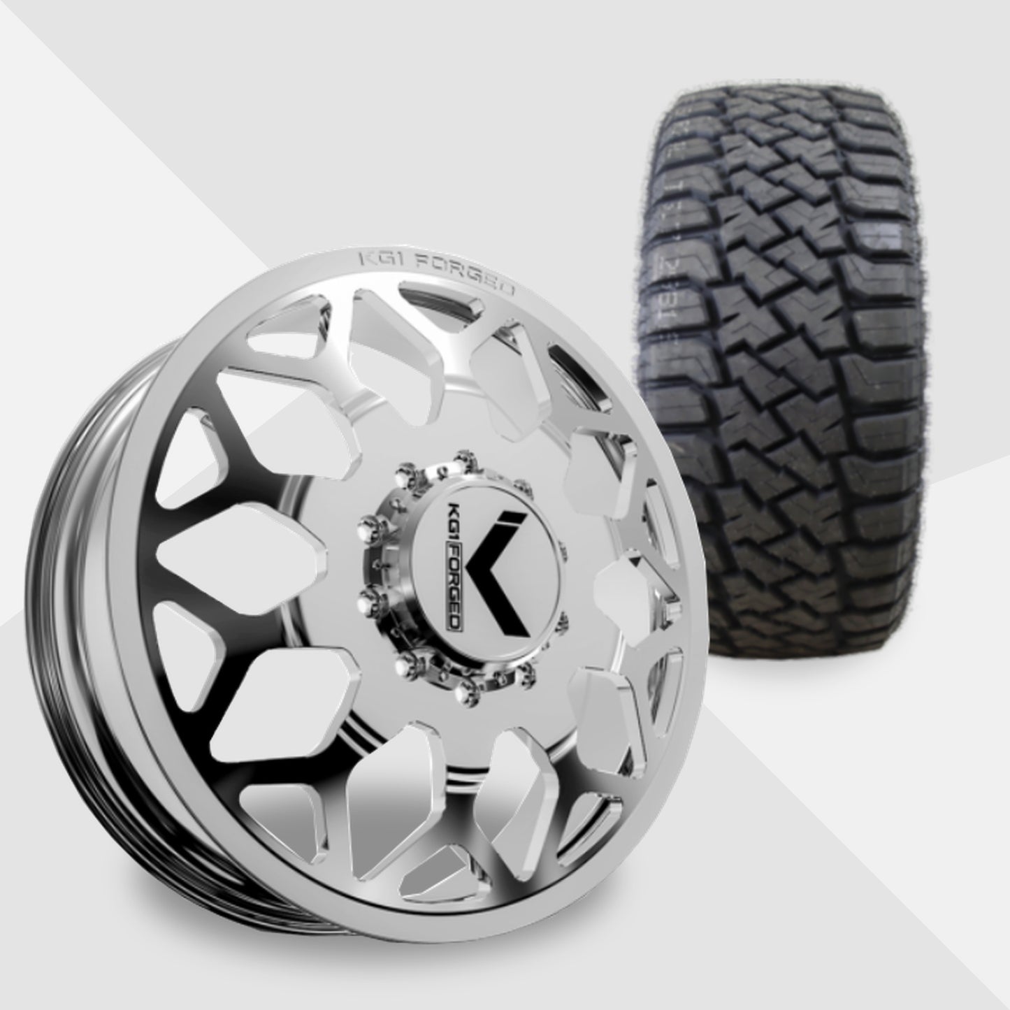 KG1 Luxor-KD 24x8.25 Wheels & LandSpider Tires Wildtraxx R/T 37x13.50R24 Tires - 24" Dually Package