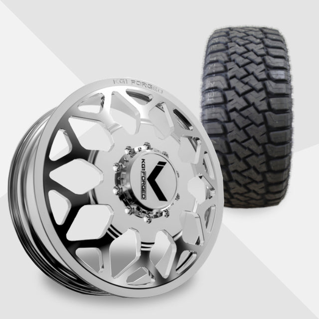 KG1 Luxor-KD 24x8.25 Wheels & LandSpider Tires Wildtraxx R/T 37x13.50R24 Tires - 24" Dually Package