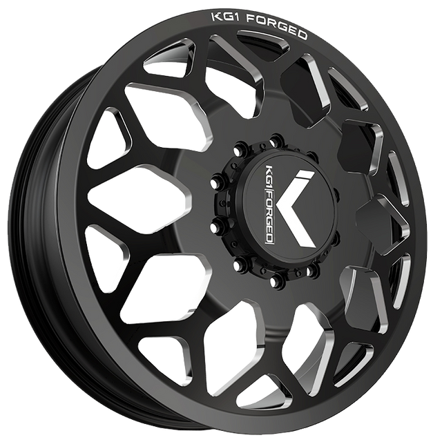KG1 KD016 Luxor-KD Gloss Black Milled 30x8.25 30" Dually Wheels