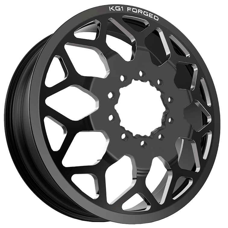 KG1 KD016 Luxor-KD Gloss Black Milled 30x8.25 30" Dually Wheels