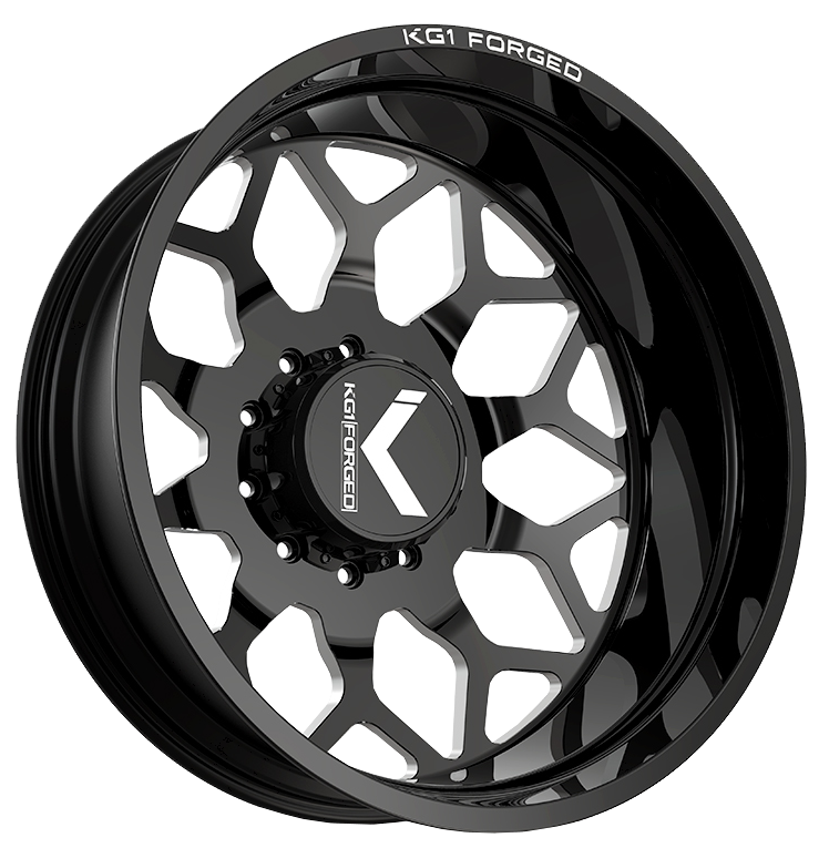 KG1 KD016 Luxor-KD Gloss Black Milled 22x8.25 22" Dually Wheels