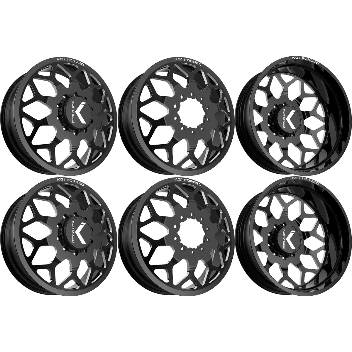 KG1 Luxor-KD 24x8.25 Wheels & Atturo Tires Trail Blade MTS 35x13.50R24 Tires - 24" Dually Package