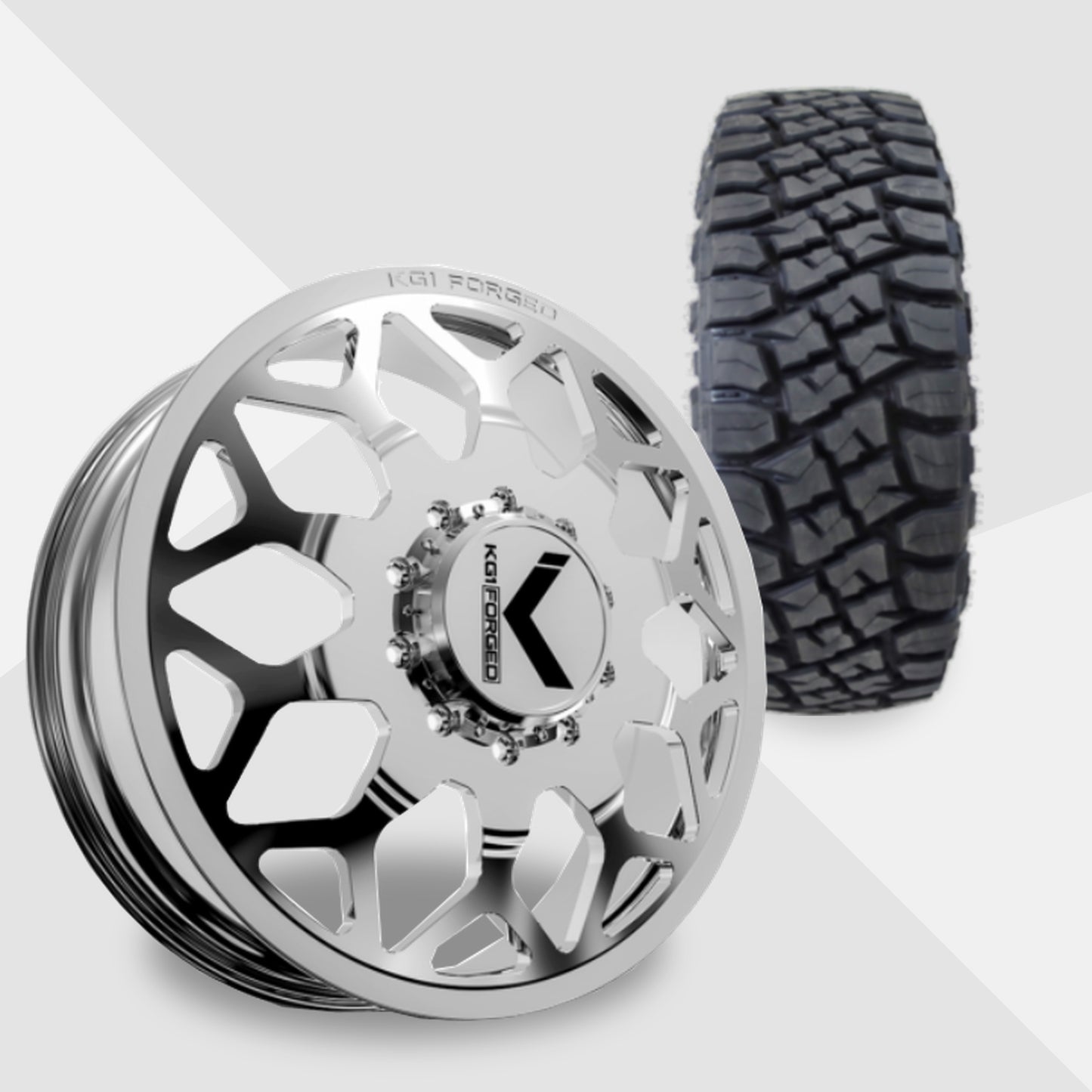 KG1 Luxor-KD 22x8.25 Wheels & Toyo Tires Open Country RT Pro 37x13.50R22 Tires - 22" Dually Package