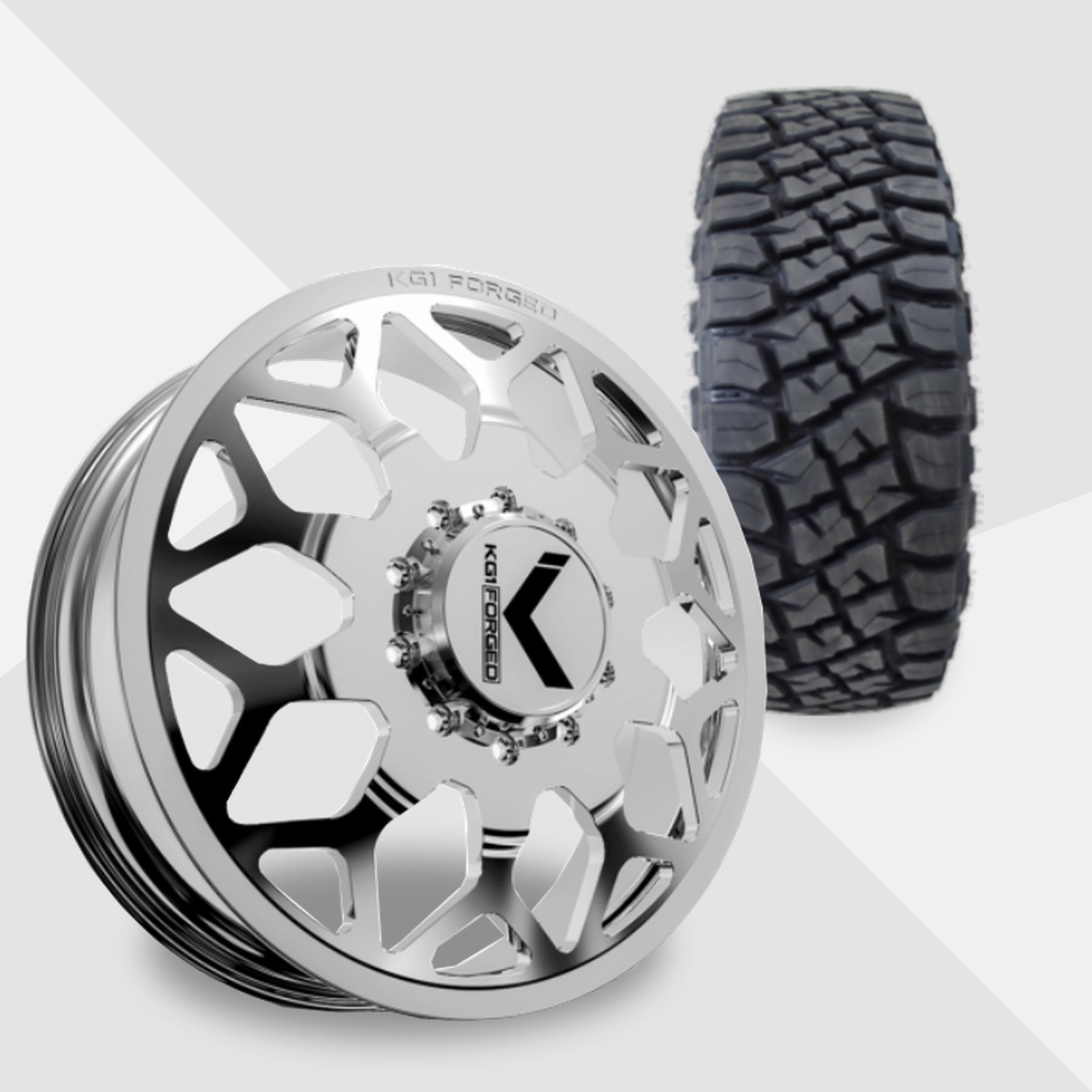 KG1 Luxor-KD 22x8.25 Wheels & Toyo Tires Open Country RT Pro 37x13.50R22 Tires - 22" Dually Package
