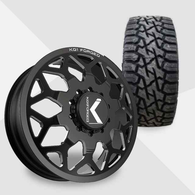 KG1 Luxor-KD 22x8.25 Wheels & Venom Power Tires Trail Hunter R/T 35x12.50R22 Tires - 22" Dually Package