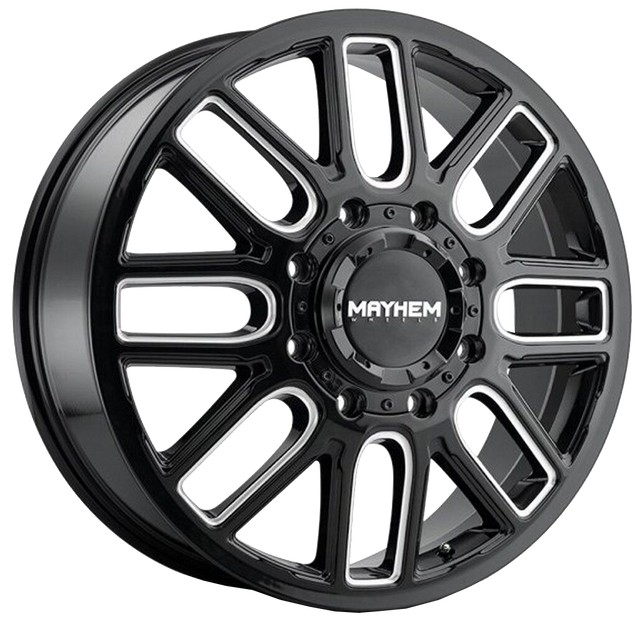 Mayhem Cogent Gloss Black Milled Spokes 20x8.25 20" Dually Wheels