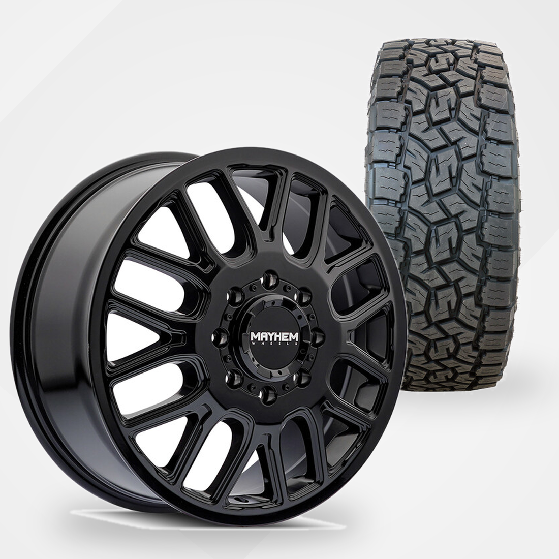Mayhem Cogent Dually 20x8.25 Wheels & Toyo Tires Open Country A/T III 35x12.50R20 Tires - 20" Dually Package