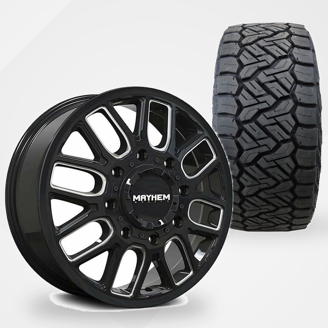 Mayhem Cogent Dually 22x8.25 Wheels & Nitto Tires Recon Grappler A/T 35x12.50R22 Tires - 22" Dually Package