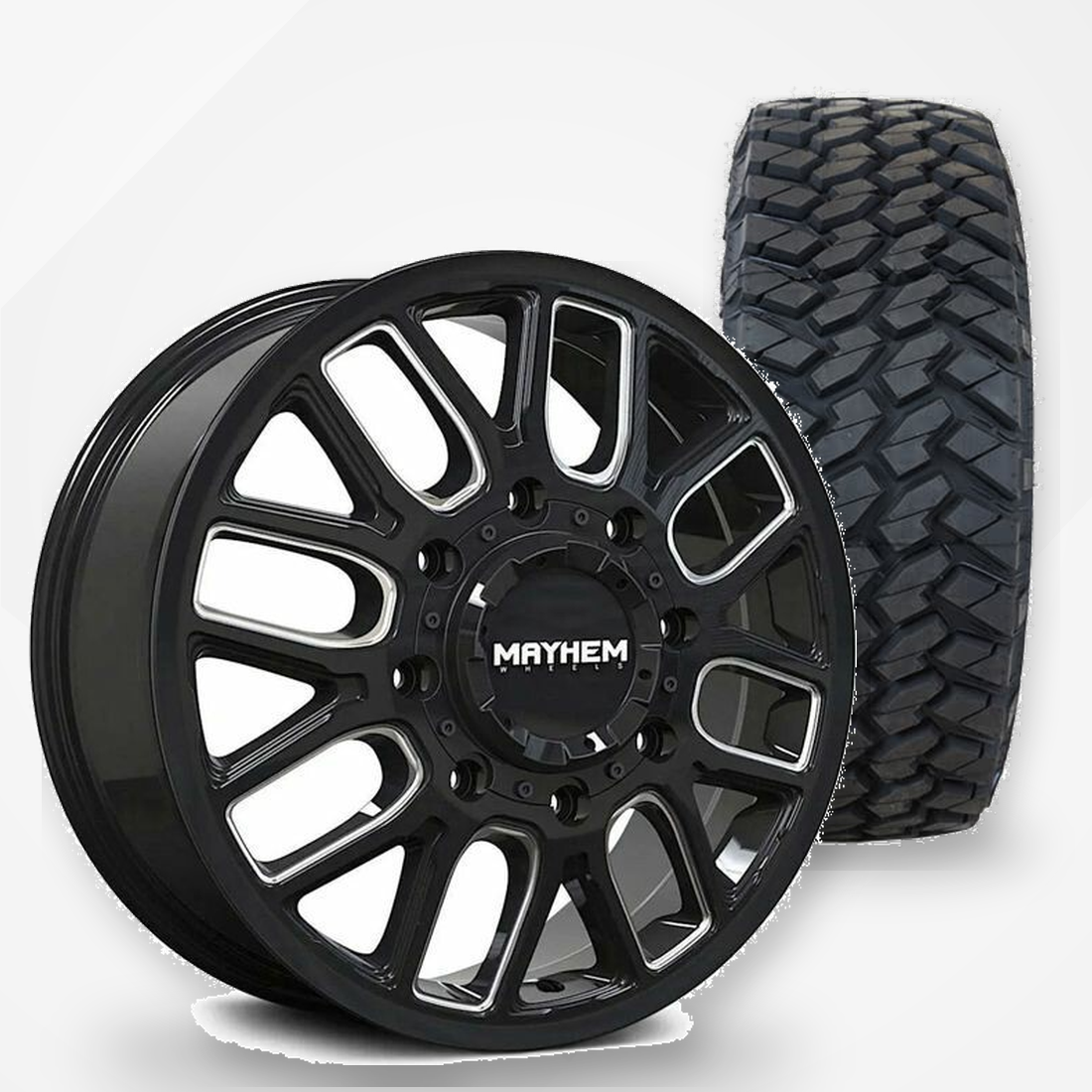 Mayhem Cogent Dually 20x8.25 Wheels & Nitto Tires Trail Grappler M/T 37x11.50R20 Tires - 20" Dually Package