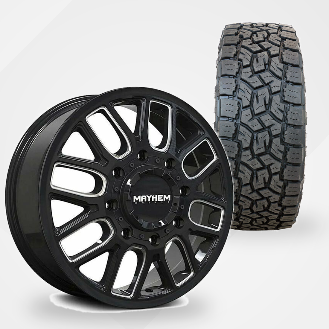 Mayhem Cogent Dually 20x8.25 Wheels & Toyo Tires Open Country A/T III 35x12.50R20 Tires - 20" Dually Package
