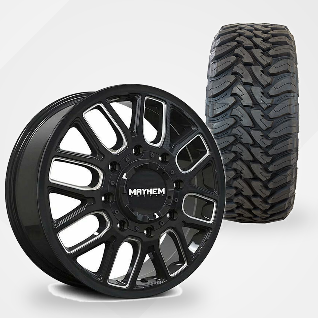 Mayhem Cogent Dually 20x8.25 Wheels & Toyo Tires Open Country M/T 35x12.50R20 Tires - 20" Dually Package