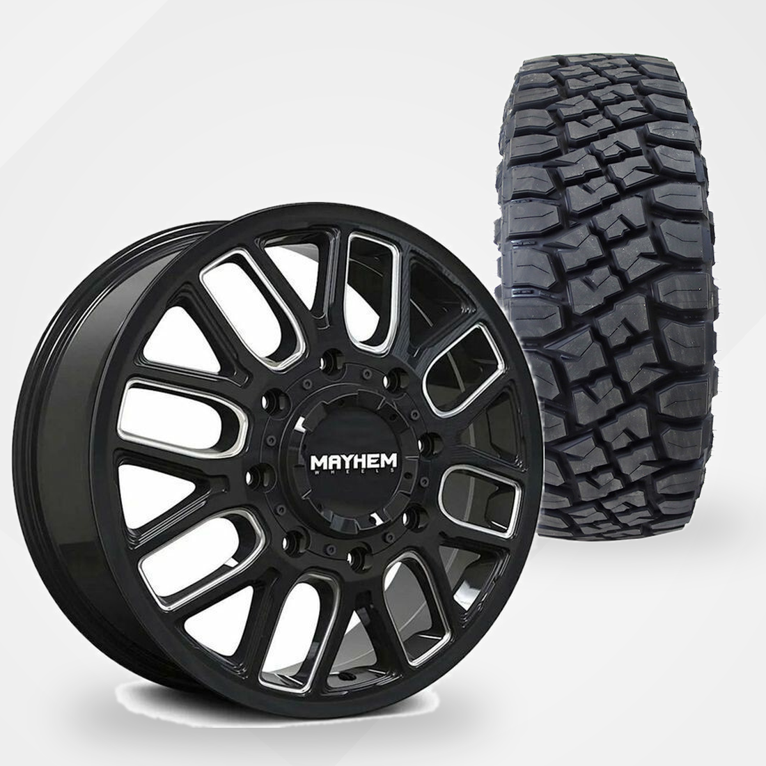 Mayhem Cogent Dually 22x8.25 Wheels & Toyo Tires Open Country R/T Pro 35x12.50R22 Tires - 22" Dually Package