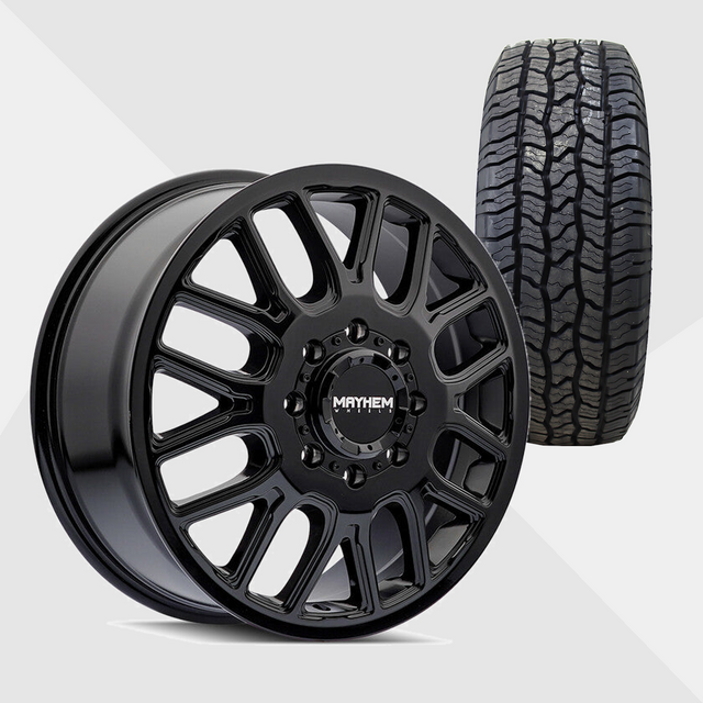 Mayhem Cogent Gloss Black 20x8.25 8x200 with Ironman Tires All Country AT2 265/60R20 Dually Package