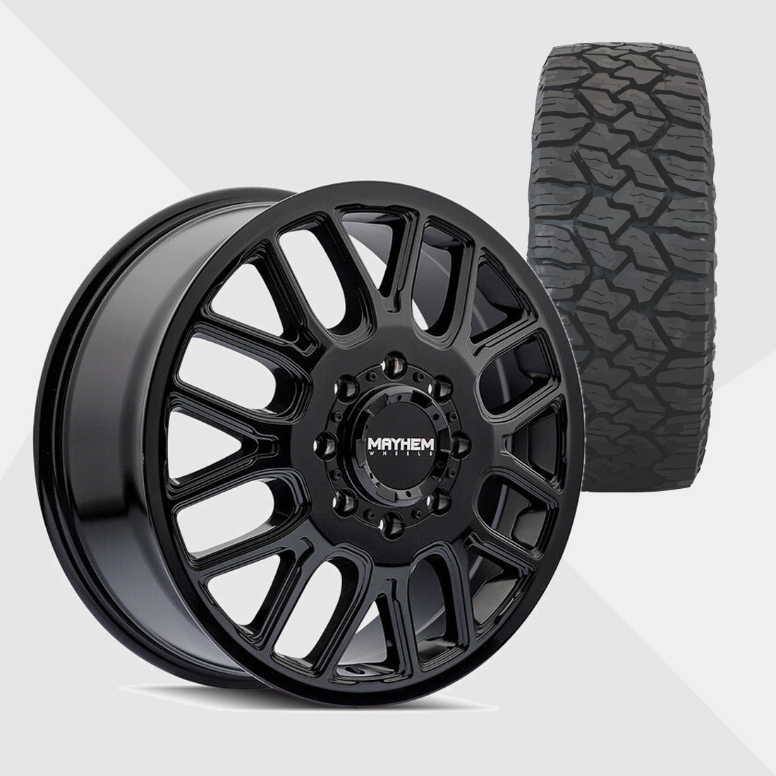 Mayhem Cogent Gloss Black 20x8.25 8x200 with Nitto Tires Exo Grappler AWT 35x11.50R20 Dually Package
