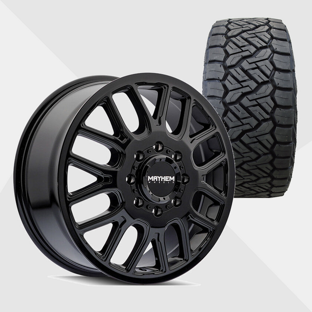 Mayhem Cogent Gloss Black 20x8.25 8x210 with Nitto Tires Recon Grappler A/T 35x12.50R20 Dually Package