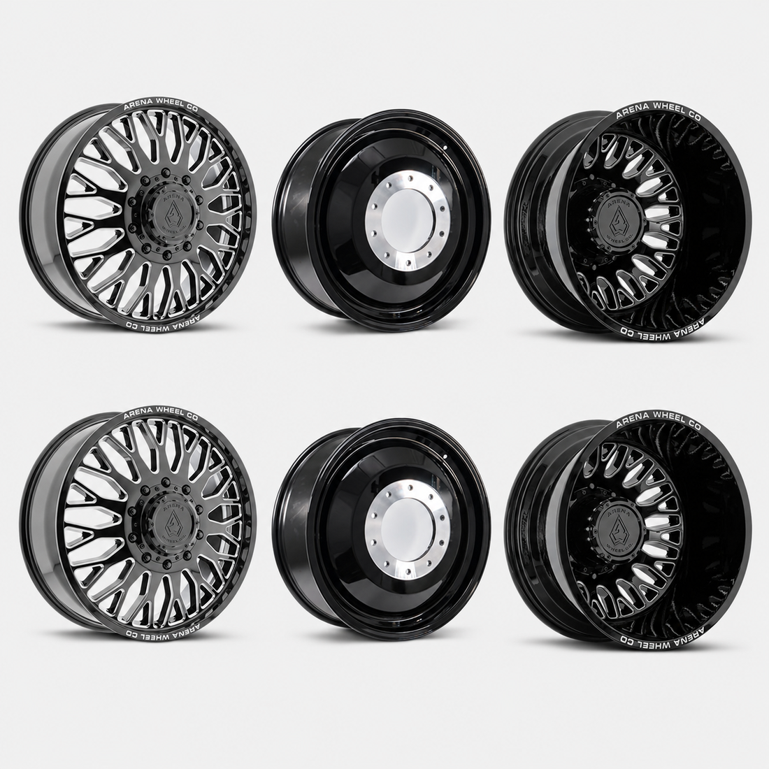 Arena Monarch Gloss Black Milled 20x8.25 8x165.1 (8x6.5) Dually Wheels
