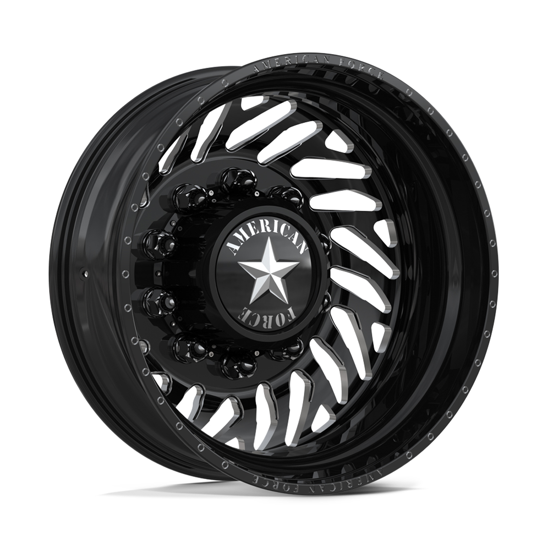 American Force N31 Cynical Gloss Black Milled 26x8.25 8x275 Dually Wheels