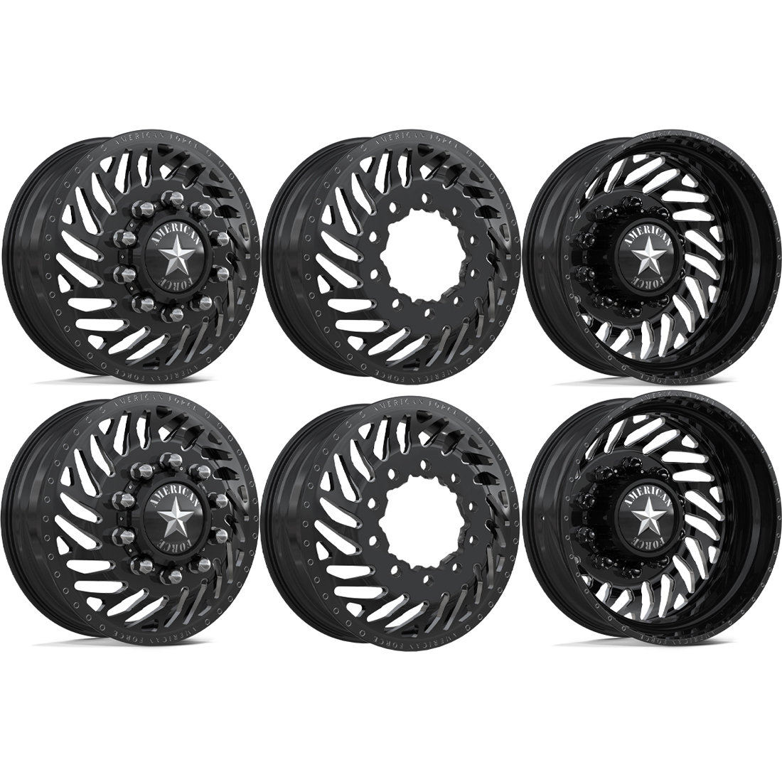 American Force N31 Cynical Gloss Black Milled 26x8.25 8x210 Dually Wheels