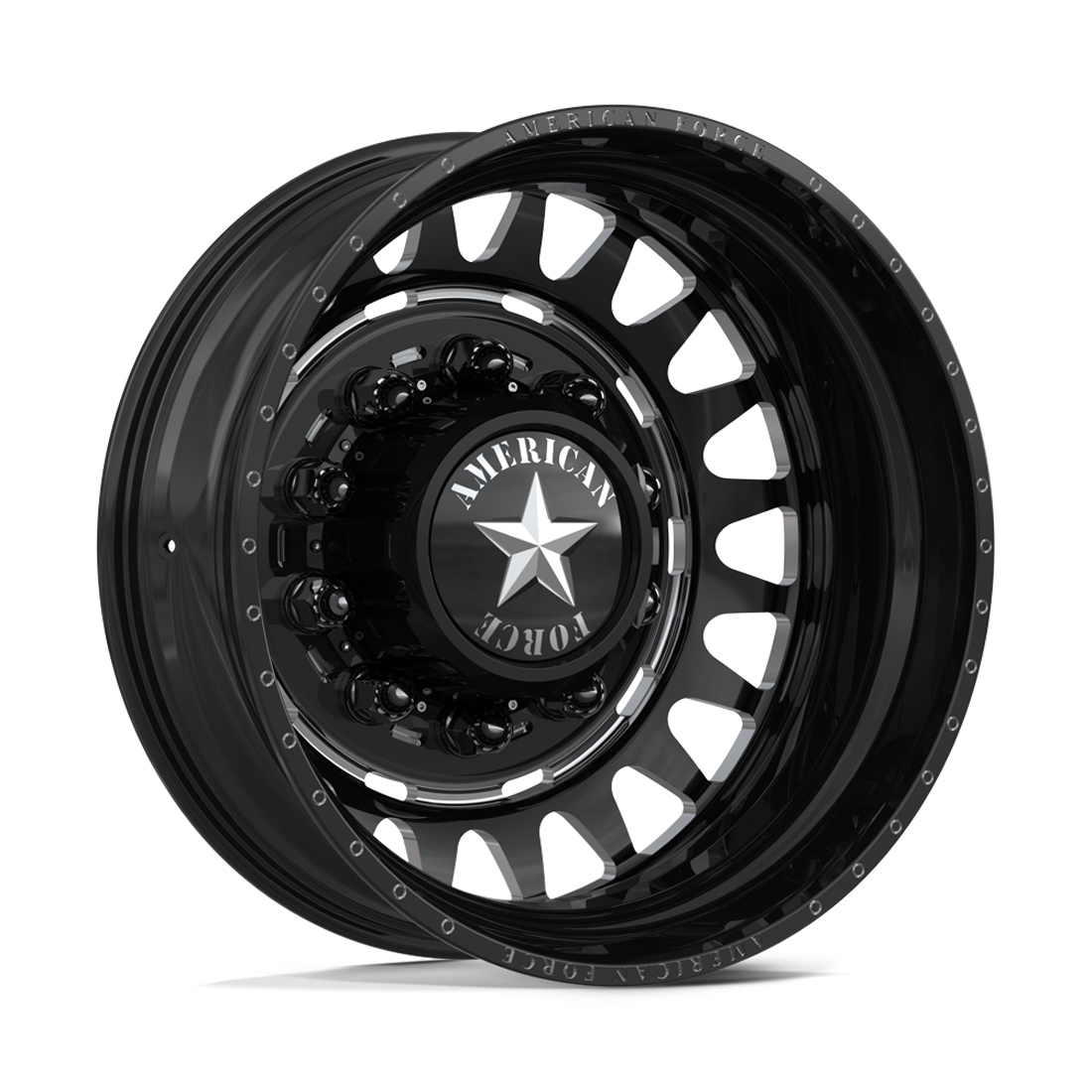 American Force N32 Trooper Gloss Black Milled 22x8.25 8x200 Dually Wheels