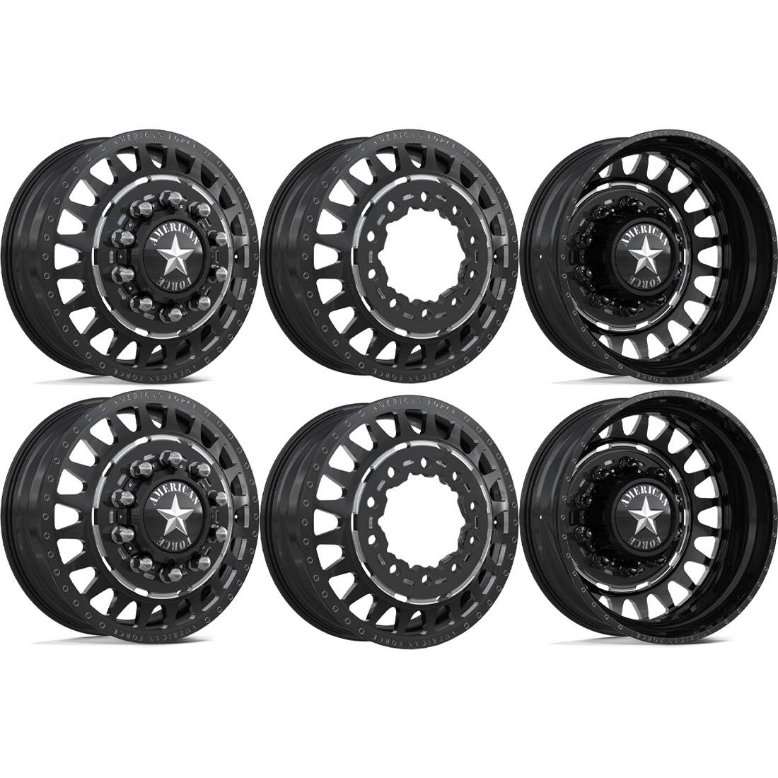 American Force N32 Trooper Gloss Black Milled 28x8.25 8x210 Dually Wheels