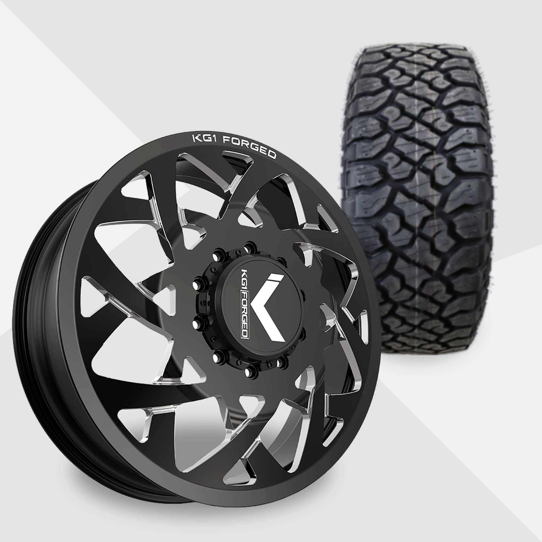 KG1 Orbital-KD 24x8.25 Wheels & Kenda Tires Klever R/T 35x12.50R24 Tires - 24" Dually Package