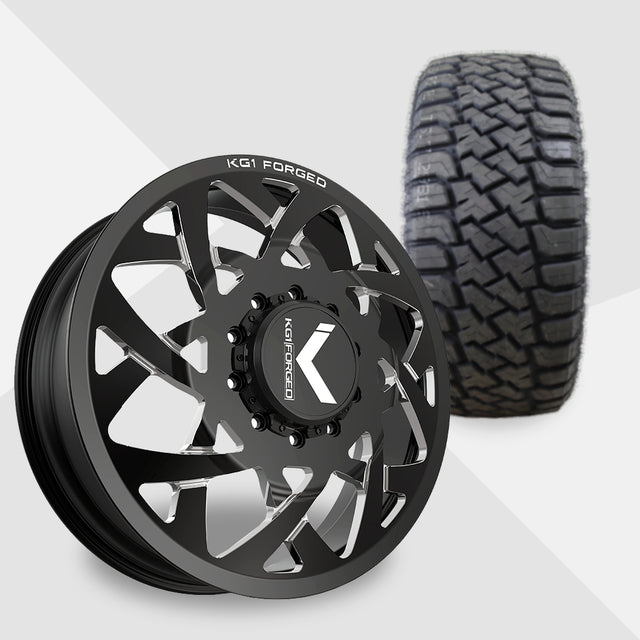 KG1 Orbital-KD 24x8.25 Wheels & LandSpider Tires Wildtraxx R/T 37x13.50R24 Tires - 24" Dually Package