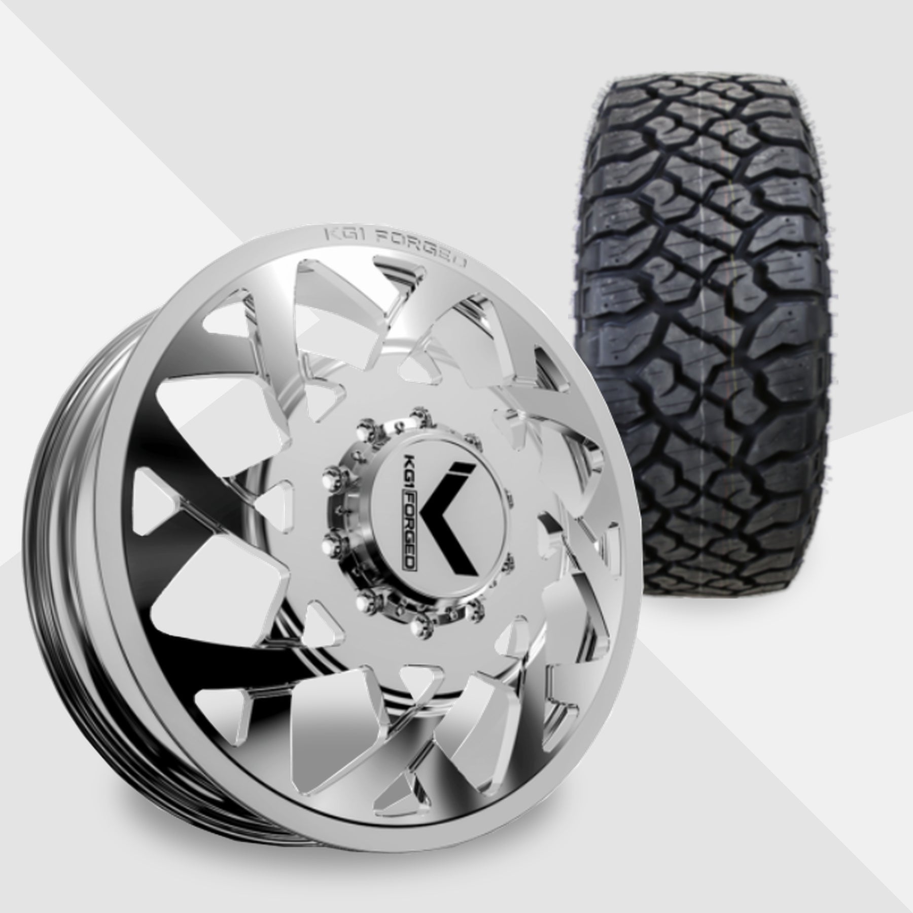 KG1 Orbital-KD 24x8.25 Wheels & Kenda Tires Klever R/T 35x12.50R24 Tires - 24" Dually Package