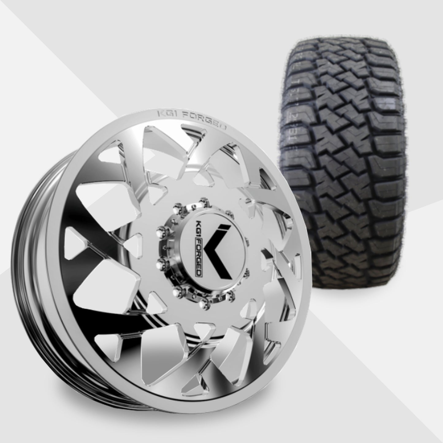 KG1 Orbital-KD 24x8.25 Wheels & LandSpider Tires Wildtraxx R/T 37x13.50R24 Tires - 24" Dually Package