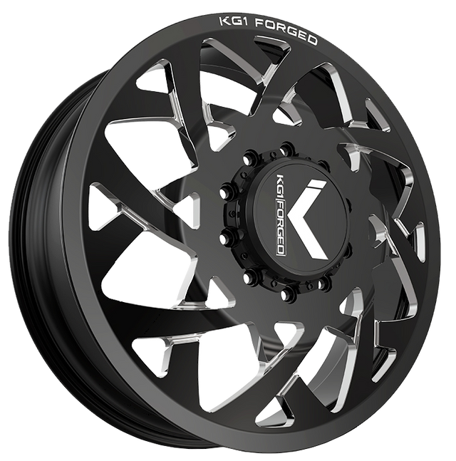 KG1 KD008 Orbital-KD Gloss Black Milled 30x8.25 30" Dually Wheels
