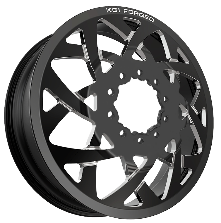 KG1 KD008 Orbital-KD Gloss Black Milled 26x8.25 26" Dually Wheels