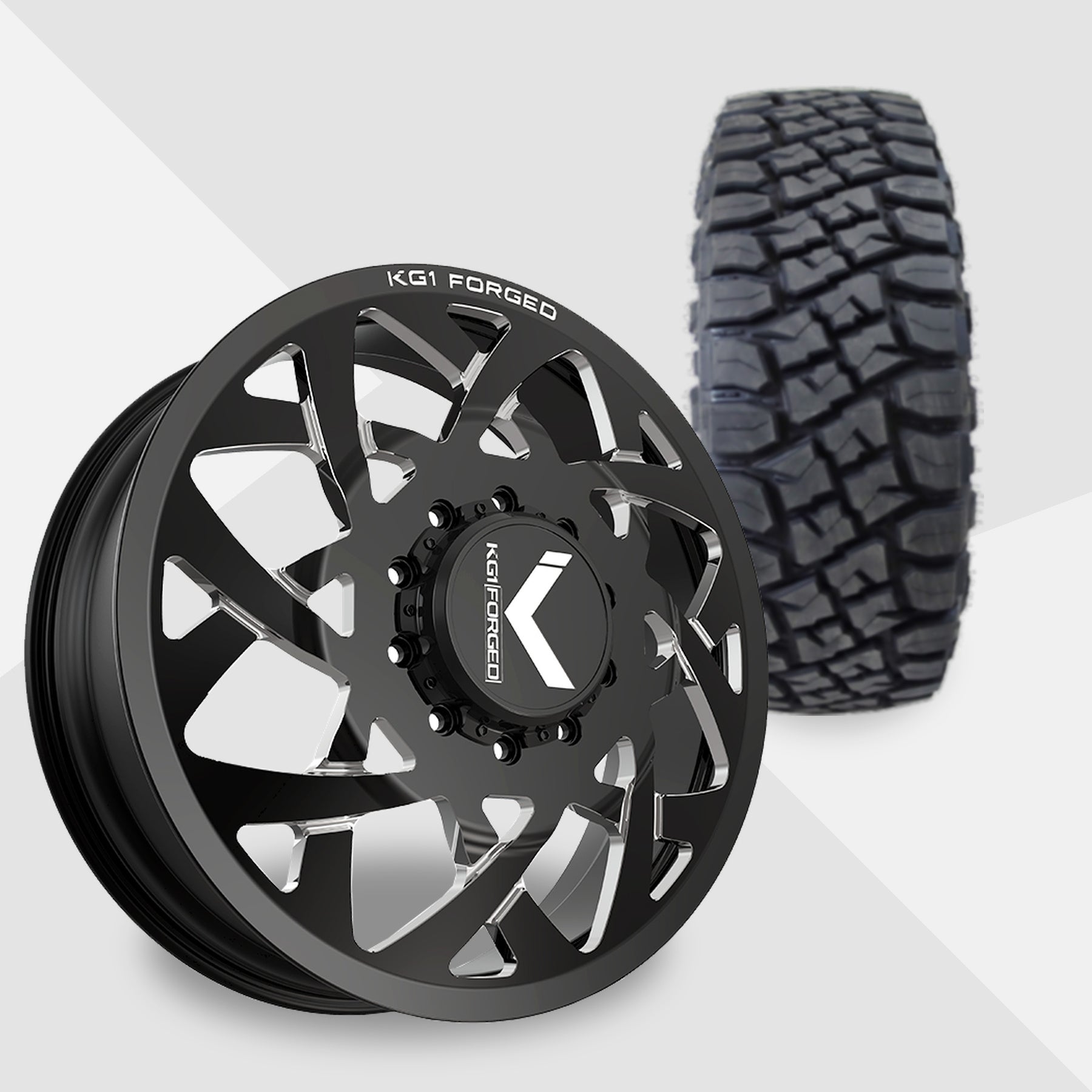 KG1 Orbital-KD 22x8.25 Wheels & Toyo Tires Open Country RT Pro 37x13.50R22 Tires - 22" Dually Package
