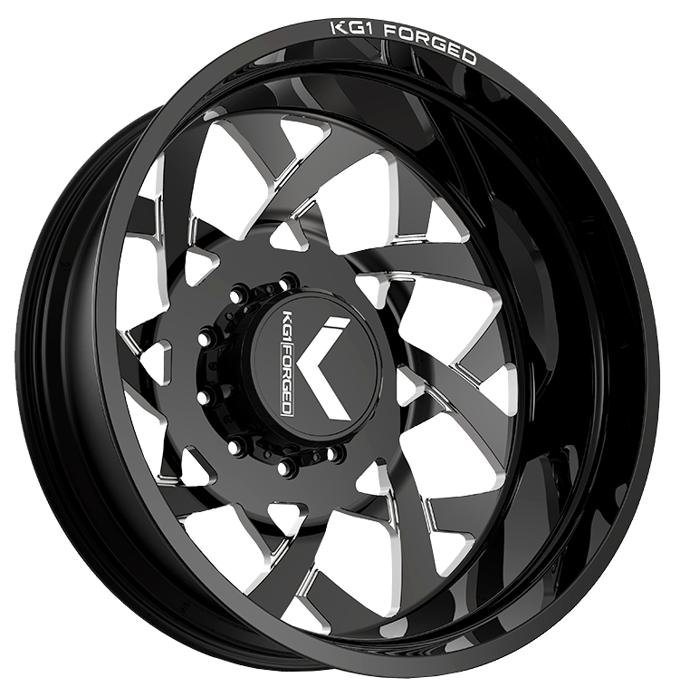 KG1 KD008 Orbital-KD Gloss Black Milled 24x8.25 24" Dually Wheels