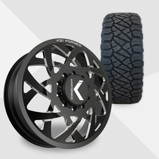 KG1 Orbital-KD 22x8.25 Wheels & Nitto Tires Ridge Grappler 35x12.50R22 Tires - 22" Dually Package