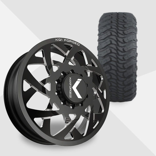 KG1 Orbital-KD 24x8.25 Wheels & Atturo Tires Trail Blade MTS 37x13.50R24 Tires - 24" Dually Package