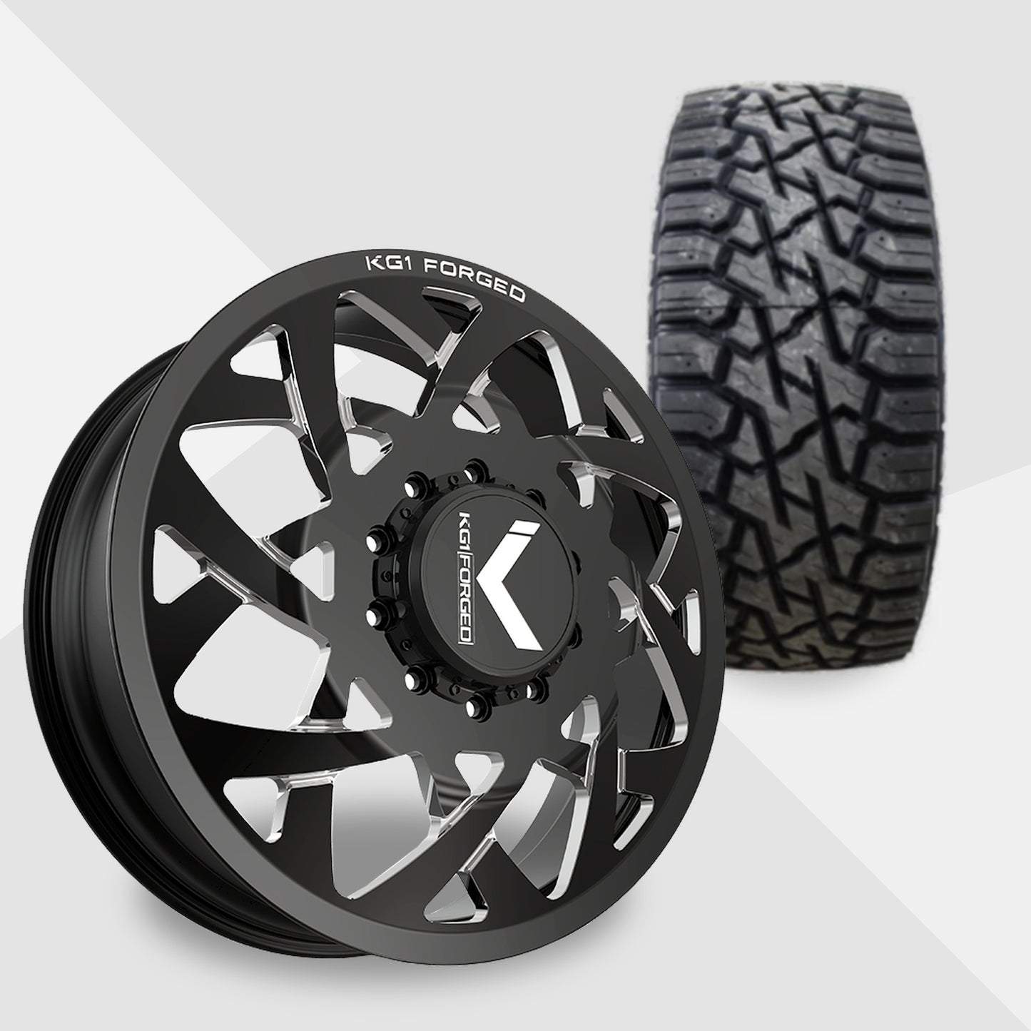 KG1 Orbital-KD 22x8.25 Wheels & Venom Power Tires Trail Hunter R/T 35x12.50R22 Tires - 22" Dually Package