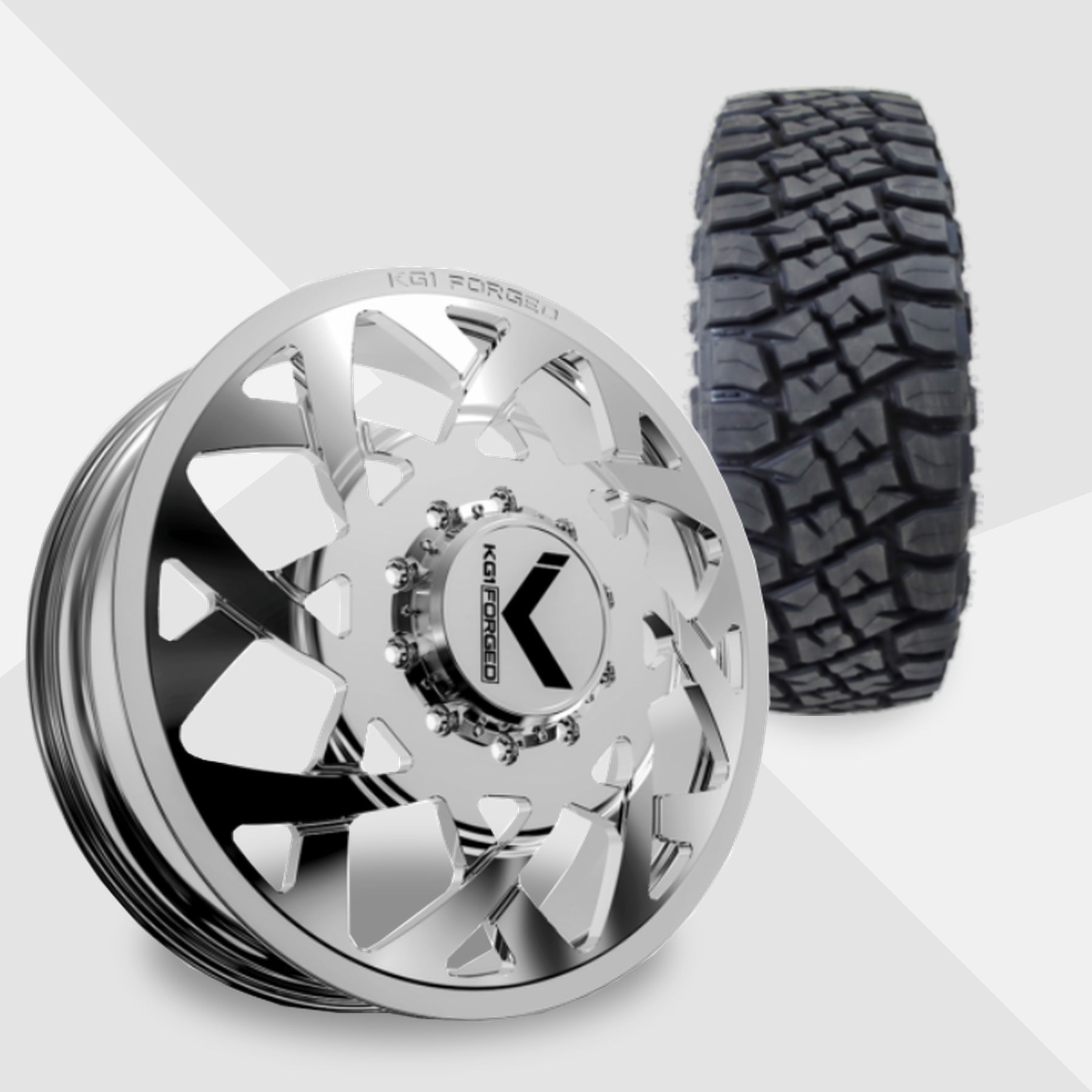 KG1 Orbital-KD 22x8.25 Wheels & Toyo Tires Open Country RT Pro 37x13.50R22 Tires - 22" Dually Package