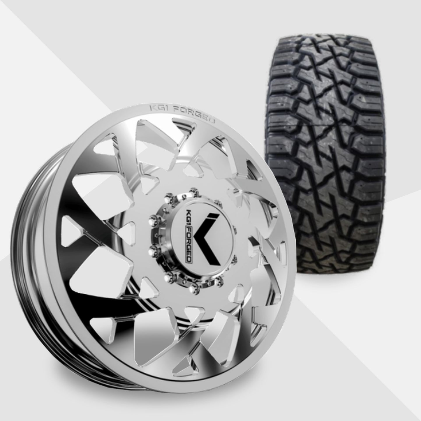 KG1 Orbital-KD 22x8.25 Wheels & Venom Power Tires Trail Hunter R/T 37x12.50R22 Tires - 22" Dually Package