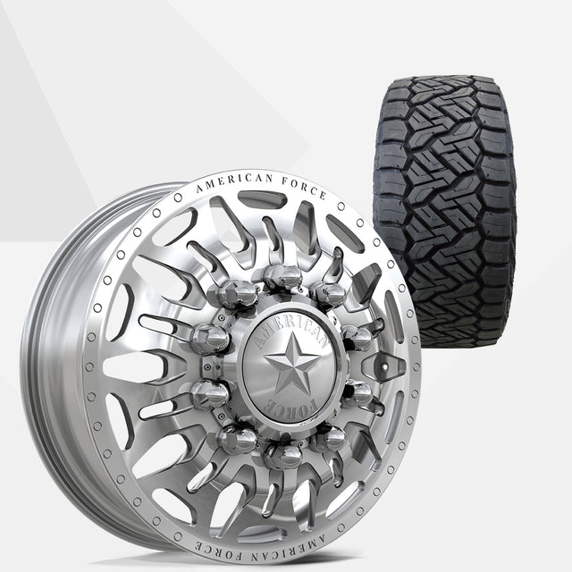 American Force Overhaul Polished 24x8.25 Wheels & Nitto Tires Recon Grappler A/T 315/50R24 Tires - 24" Dually Package