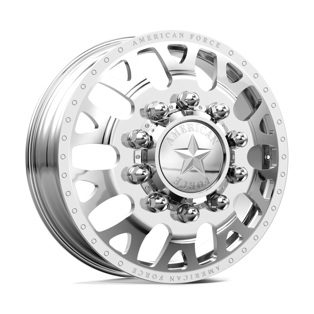 American Force Pulse Polished 22x8.25 Wheels & Ironman Tires All Country M/T 35x12.50R22 Tires - 22" Dually Package