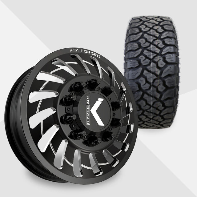 KG1 Razor-KD 24x8.25 Wheels & Kenda Tires Klever R/T 35x12.50R24 Tires - 24" Dually Package