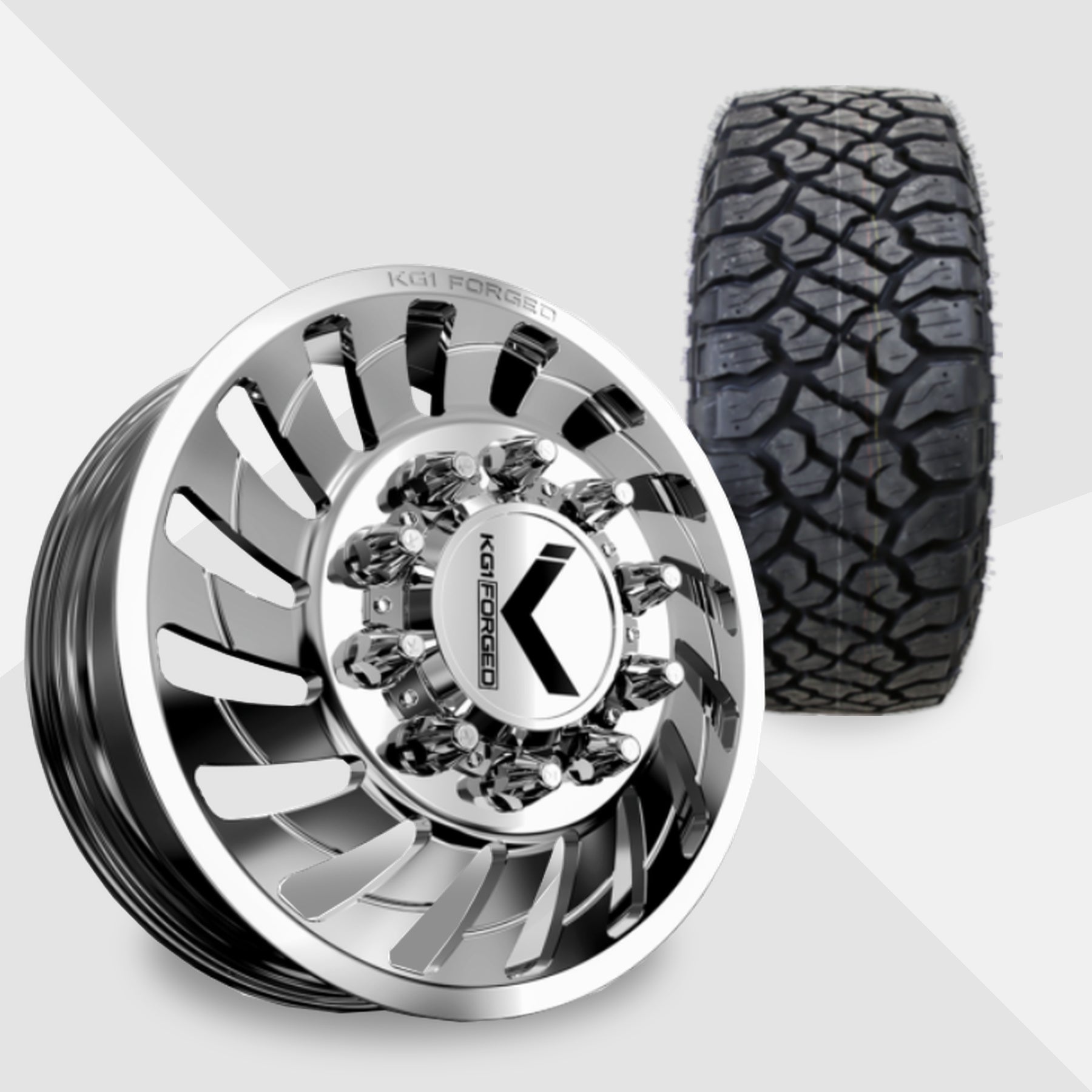 KG1 Razor-KD 24x8.25 Wheels & Kenda Tires Klever R/T 35x12.50R24 Tires - 24" Dually Package