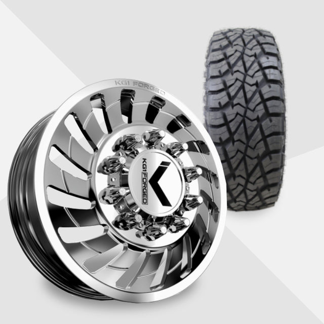 KG1 Razor-KD 22x8.25 Wheels & AMP Tires Terrain Attack R/T 35x12.50R22 Tires - 22" Dually Package