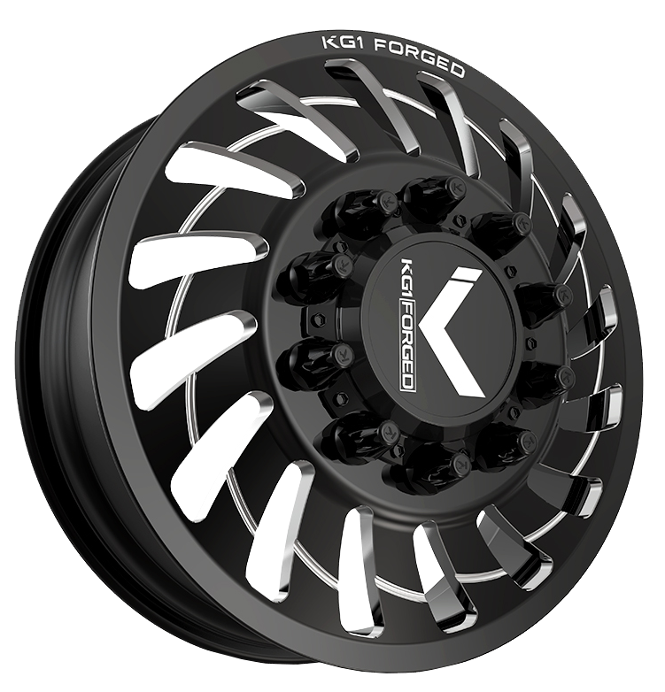 KG1 KD005 Razor-KD Gloss Black Milled 22x8.25 22" Dually Wheels