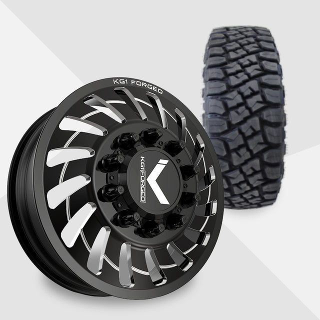 KG1 Razor-KD 22x8.25 Wheels & Toyo Tires Open Country RT Pro 37x13.50R22 Tires - 22" Dually Package