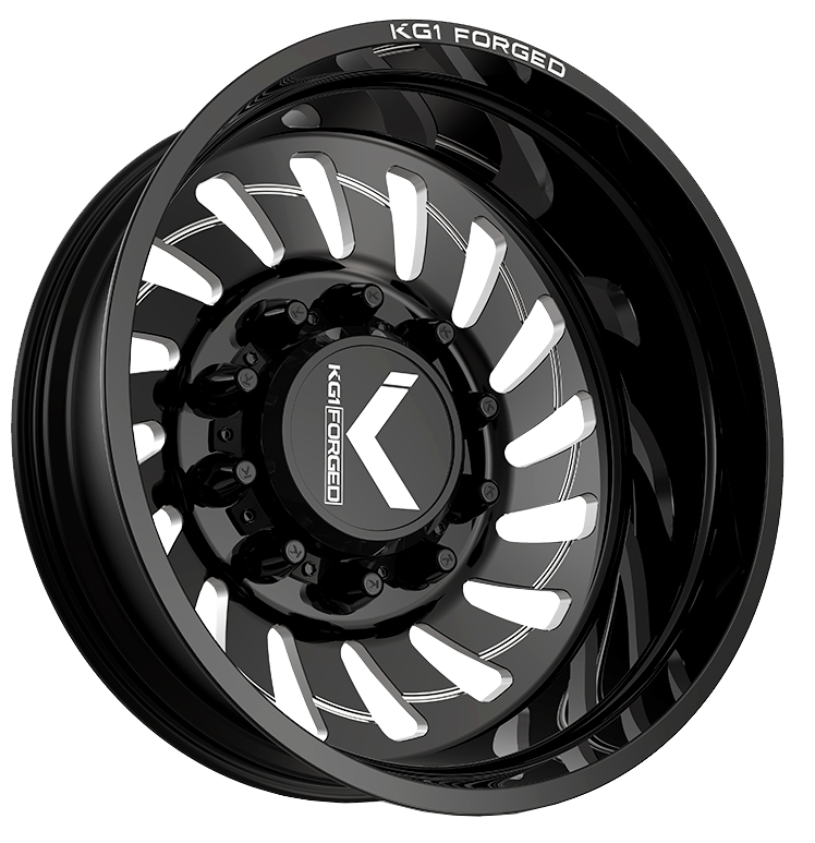 KG1 KD005 Razor-KD Gloss Black Milled 22x8.25 22" Dually Wheels