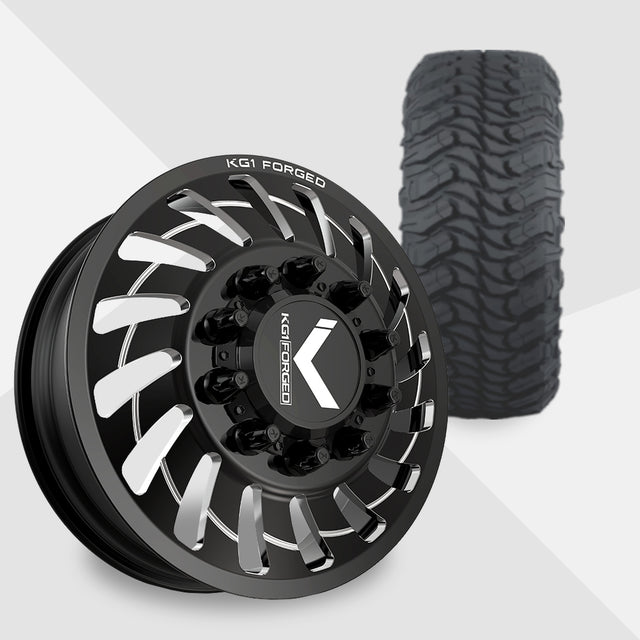 KG1 Razor-KD 24x8.25 Wheels & Atturo Tires Trail Blade MTS 37x13.50R24 Tires - 24" Dually Package