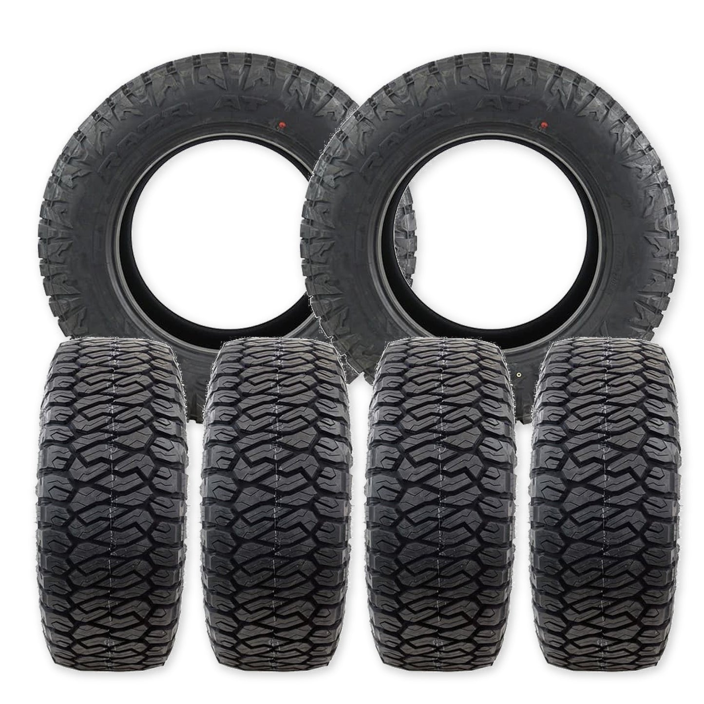 American Force Evo Polished 22x8.25 Wheels & Maxxis Tires Razr A/T 285/55R22 Tires - 22" Dually Package