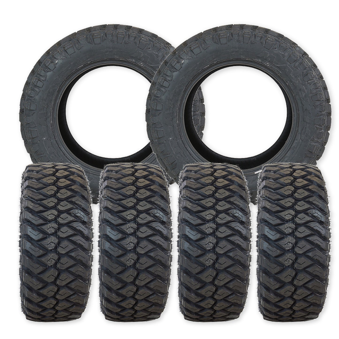 American Force 5 Holes Polished 22x8.25 Wheels & Maxxis Tires Razr M/T 35x12.50R22 Tires - 22" Dually Package