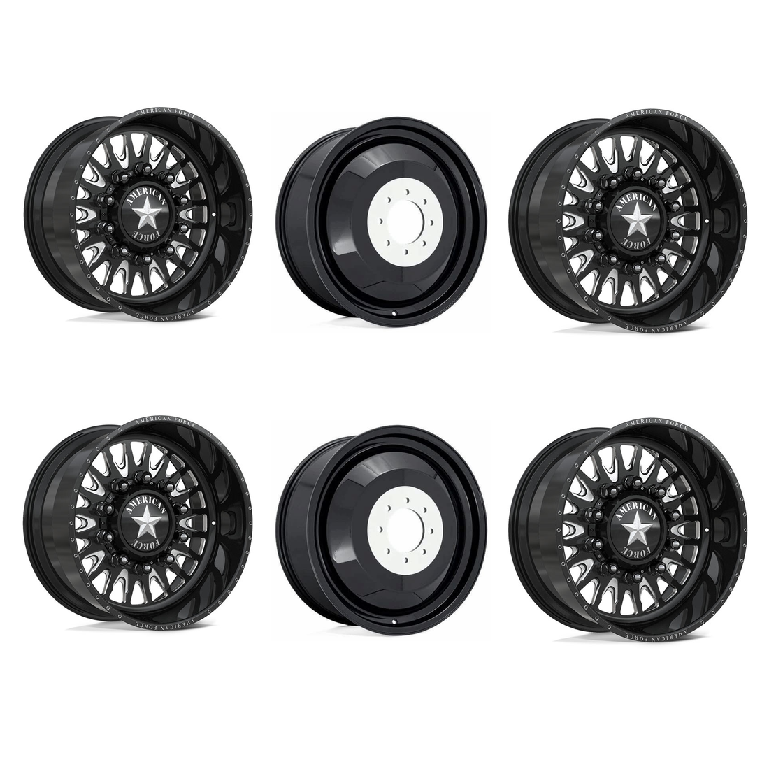American Force 6N28 Reactor SD Gloss Black Milled 26x12 8x200 Dually Wheels