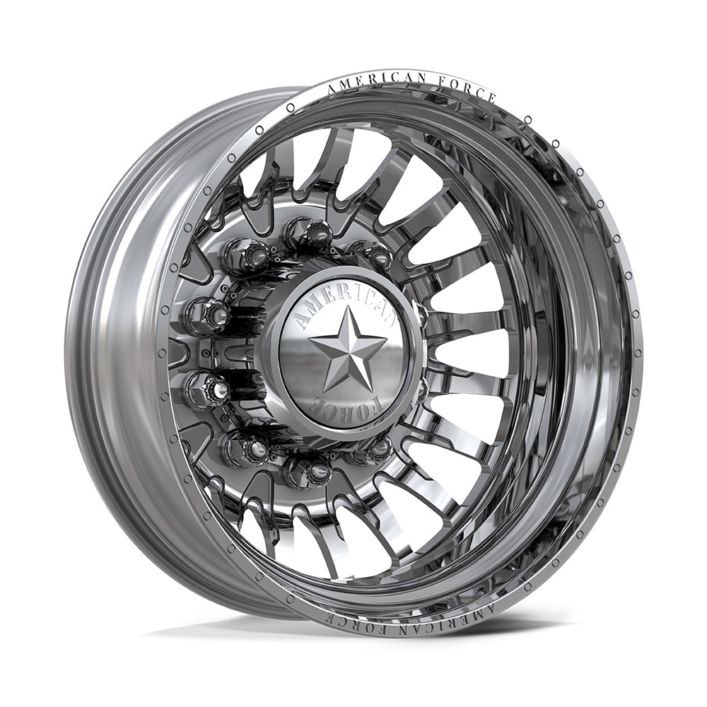 American Force Reactor Polished 22x8.25 Wheels & Nitto Tires Ridge Grappler 295/55R22 Tires - 22" Dually Package